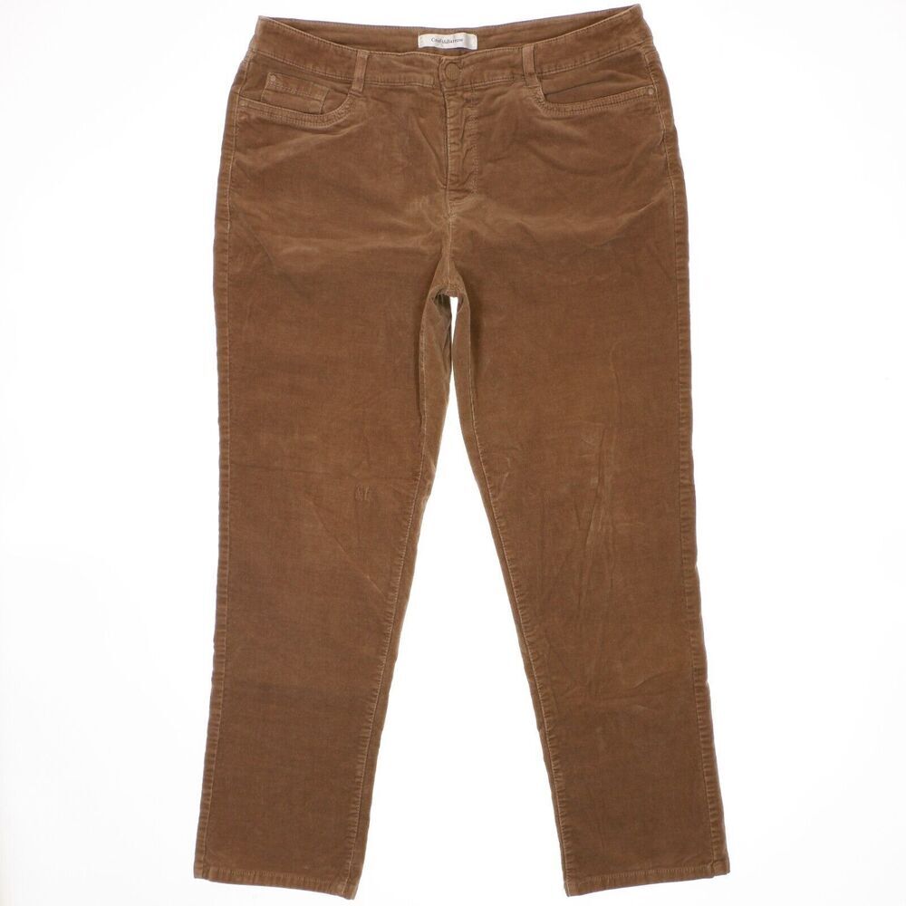 Croft & Barrow Corduroy Straight Pants Size 16 Womens Brown Stretch 36 x 28.5